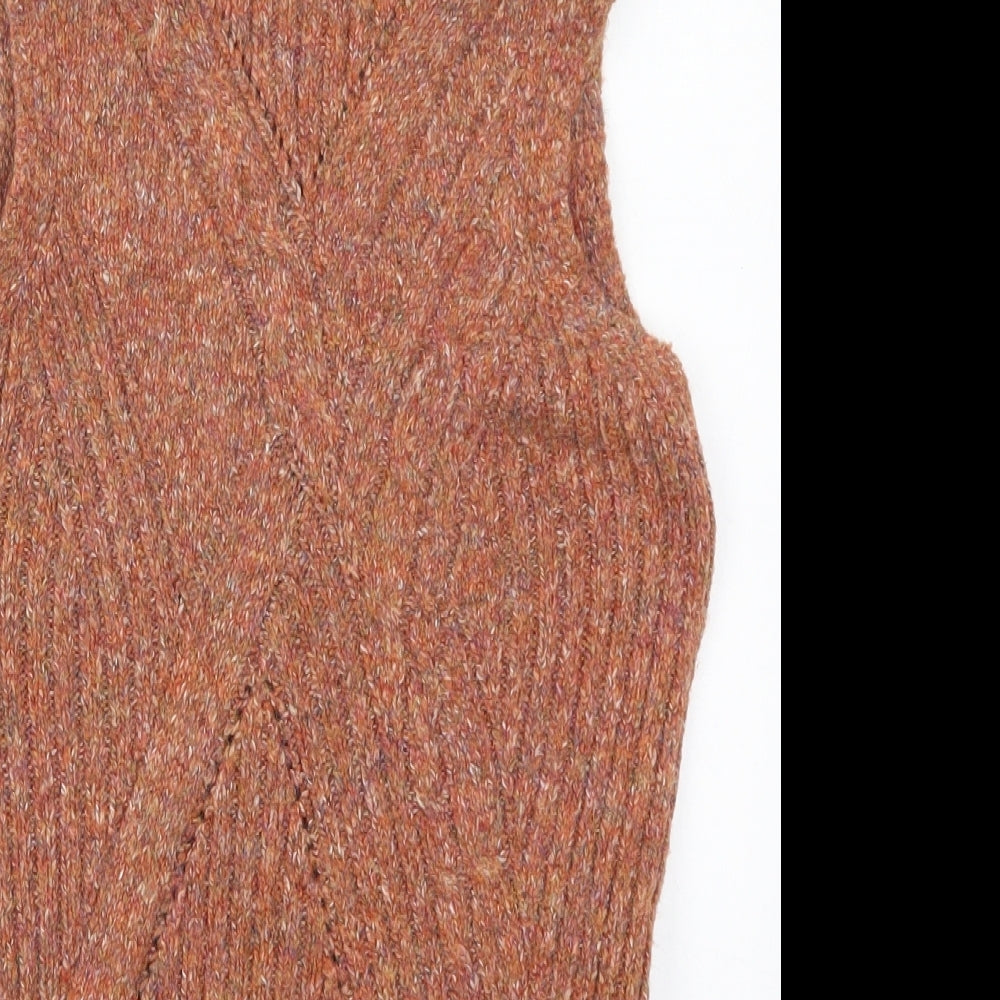F&F Womens Orange Mock Neck  Polyester Vest Jumper Size 6