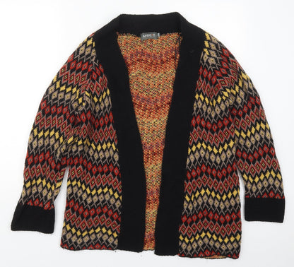 Apricot Womens Red V-Neck Geometric Acrylic Cardigan Jumper Size S