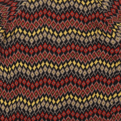 Apricot Womens Red V-Neck Geometric Acrylic Cardigan Jumper Size S