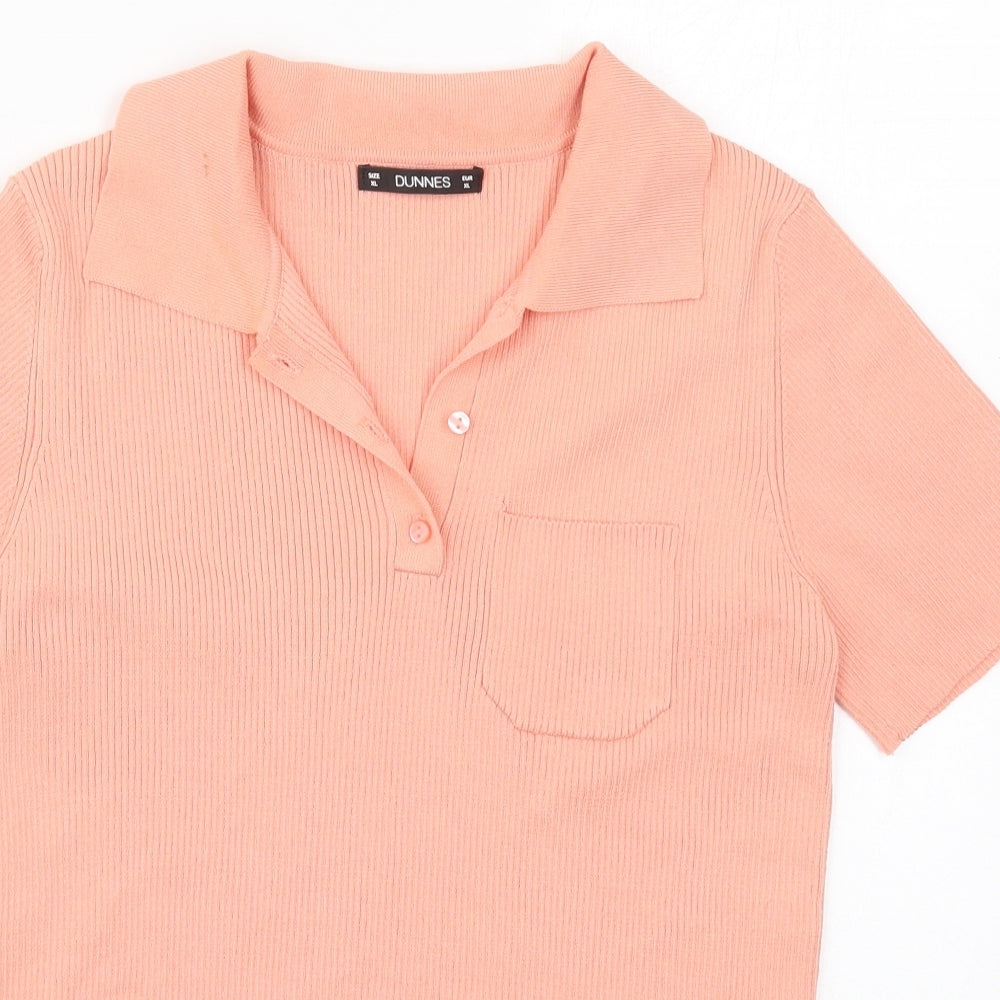Dunnes Womens Pink  Polyester Basic Polo Size XL Collared
