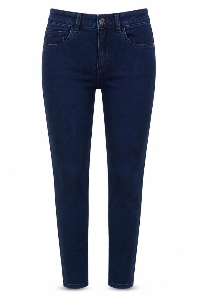 Front view of Only women’s blue cotton skinny jeans, size S, 30-inch leg regular button