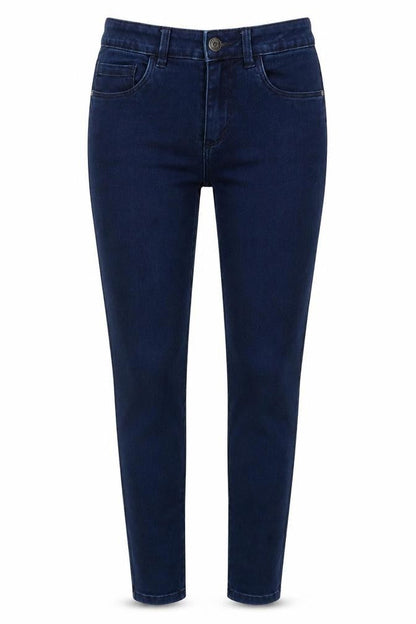 Front view of Only women’s blue cotton skinny jeans, size S, 30-inch leg regular button