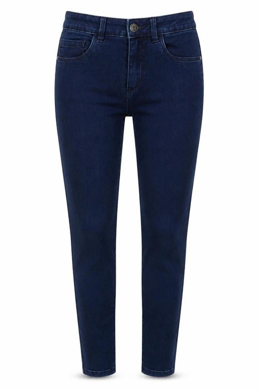 Front view of Only women’s blue cotton skinny jeans, size S, 30-inch leg regular button