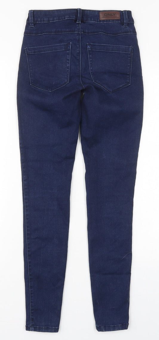 Only Womens Blue  Cotton Skinny Jeans Size S L30 in Regular Button