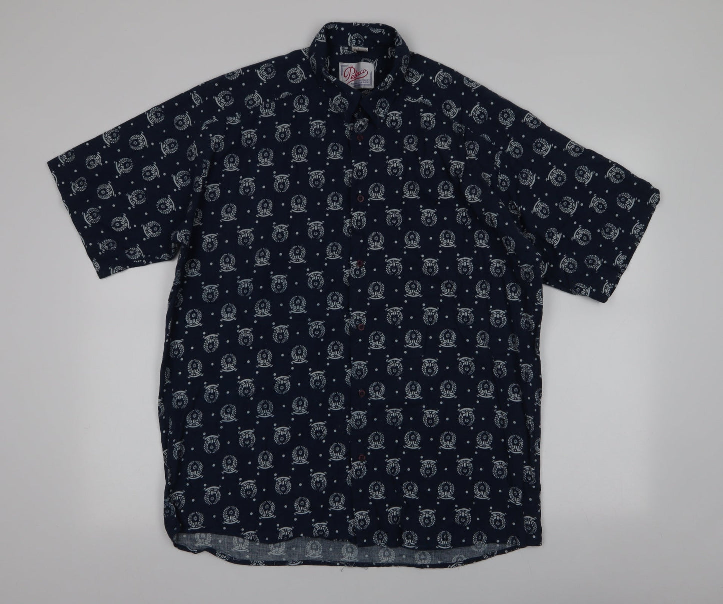 Mens UK Size L Pelaco Blue  Button-Up Short Sleeve Casual Shirt
