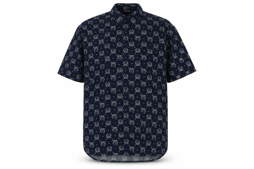 Mens UK Size L Pelaco Blue  Button-Up Short Sleeve Casual Shirt