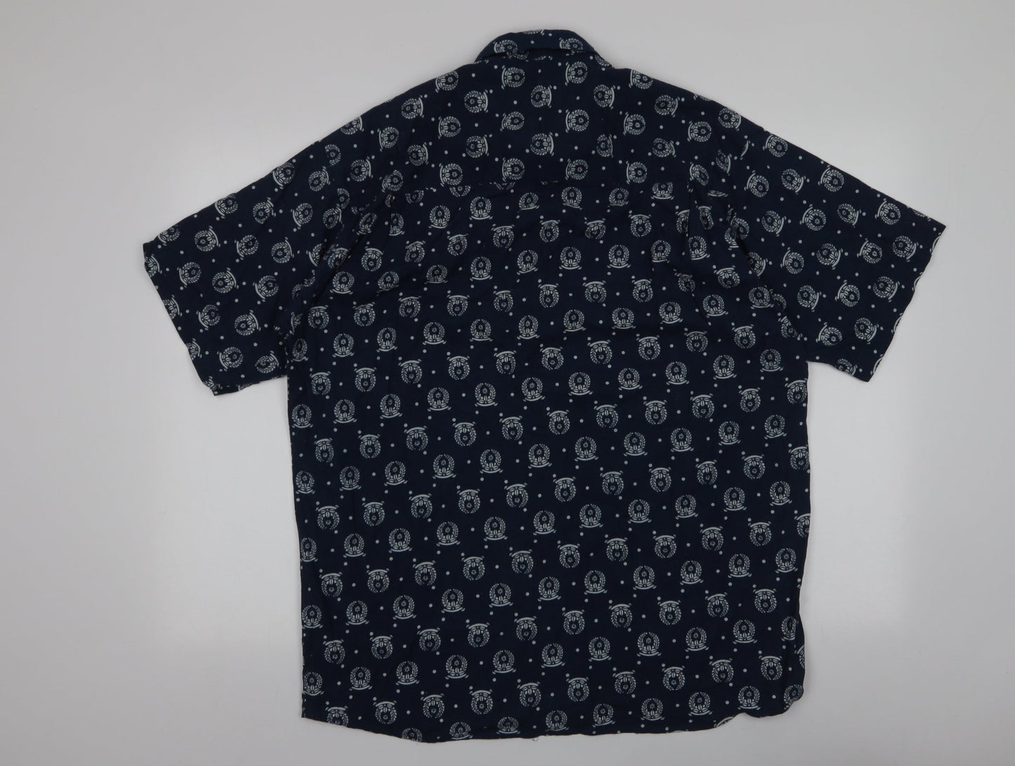 Mens UK Size L Pelaco Blue  Button-Up Short Sleeve Casual Shirt