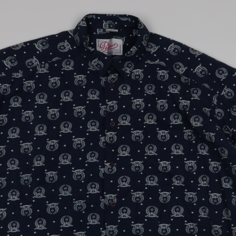 Mens UK Size L Pelaco Blue  Button-Up Short Sleeve Casual Shirt