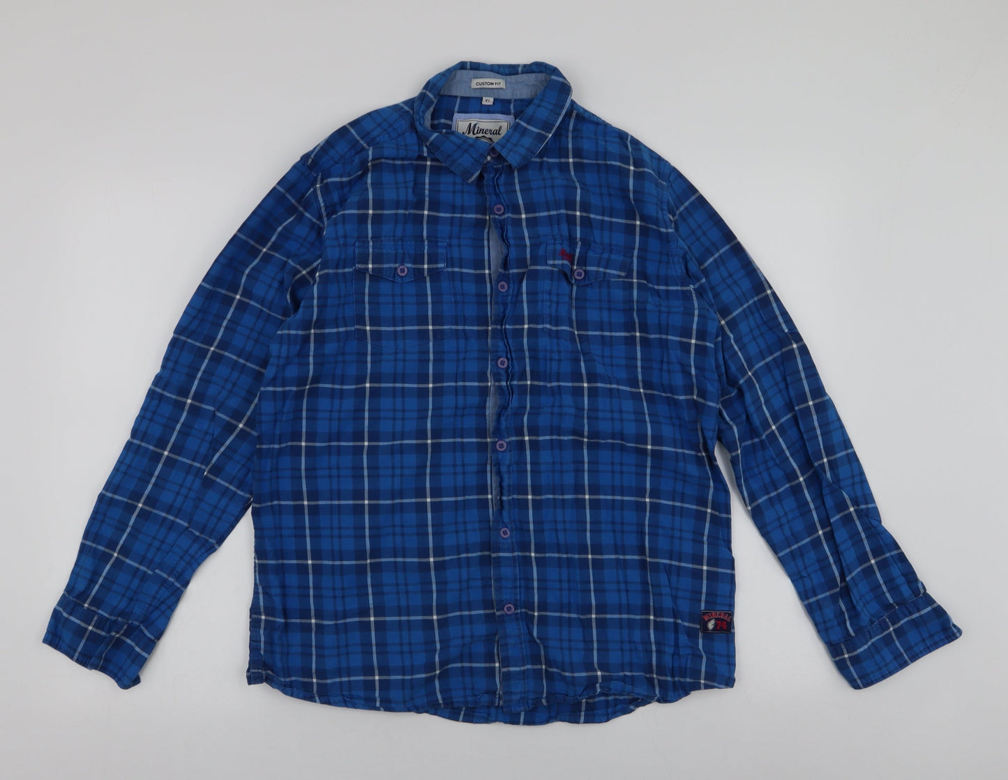 Mens UK Size XL Mineral Blue  Button-Up Long Sleeve Casual Shirt