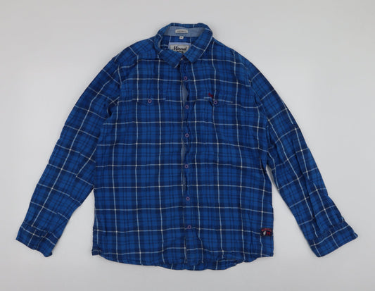 Mens UK Size XL Mineral Blue  Button-Up Long Sleeve Casual Shirt