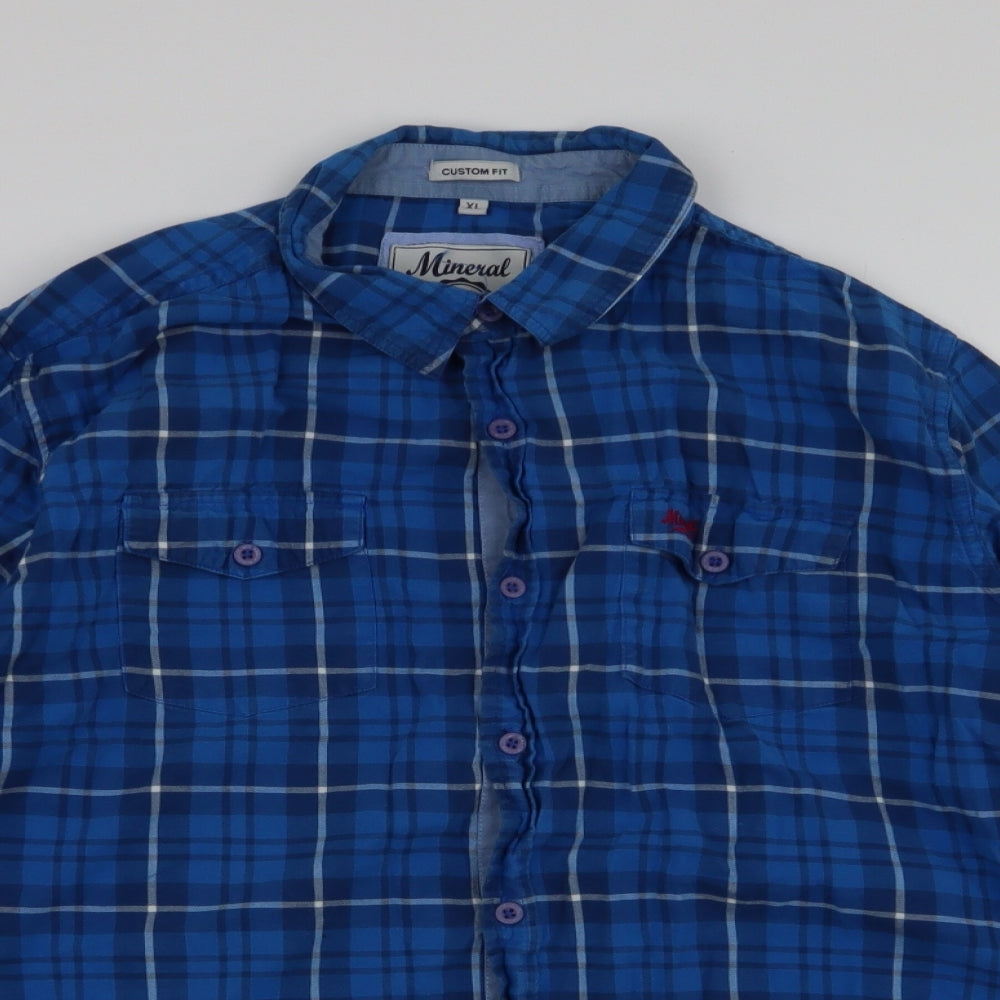 Mens UK Size XL Mineral Blue  Button-Up Long Sleeve Casual Shirt