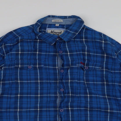 Mens UK Size XL Mineral Blue  Button-Up Long Sleeve Casual Shirt