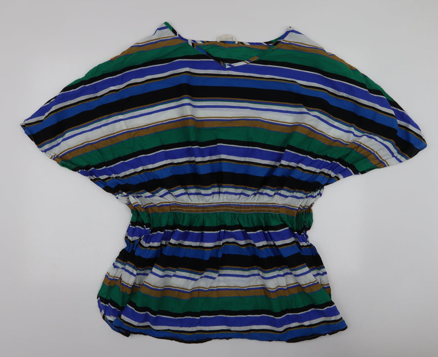 NEXT Womens Multicoloured Striped 100% Cotton A-Line  Size M  V-Neck Pullover - Beach cover up