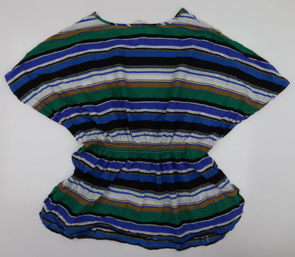 NEXT Womens Multicoloured Striped 100% Cotton A-Line  Size M  V-Neck Pullover - Beach cover up