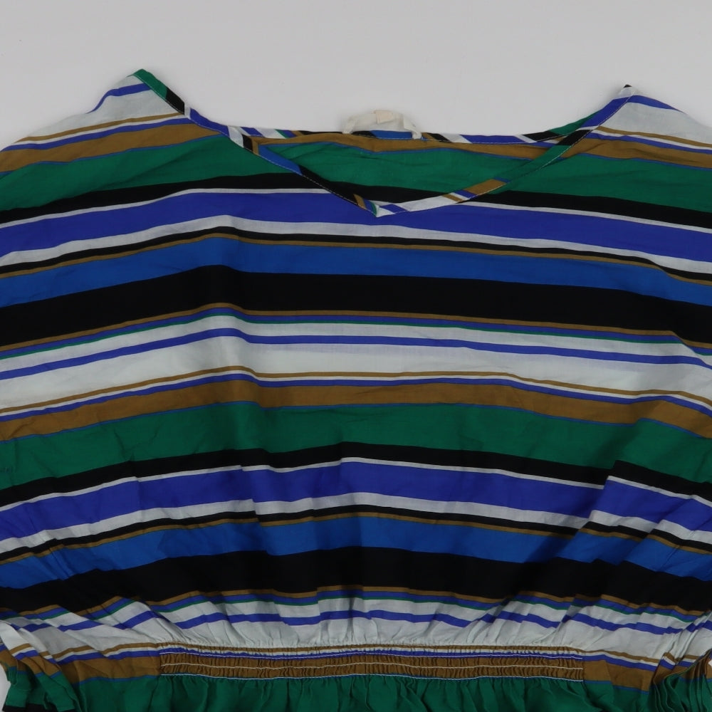 NEXT Womens Multicoloured Striped 100% Cotton A-Line  Size M  V-Neck Pullover - Beach cover up