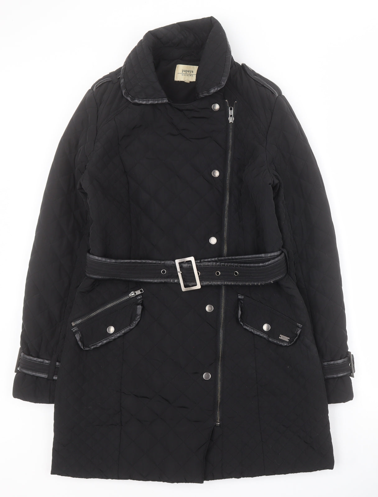 Womens UK Size 10 Matalan Black Quilted Coat
