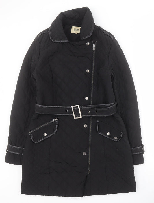 Matalan Womens Black   Quilted Coat Size 10  Zip
