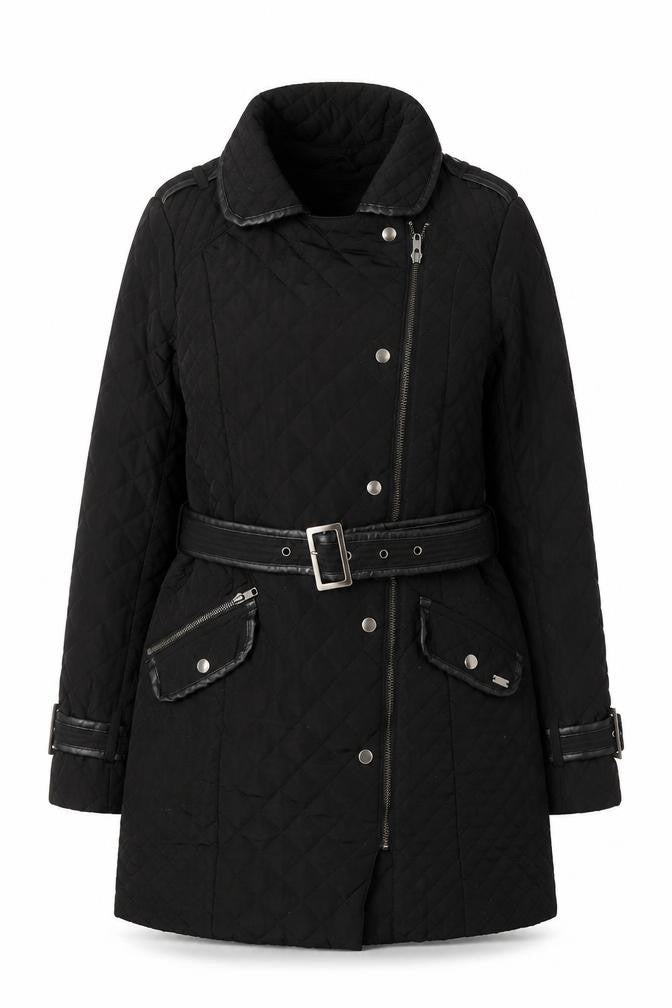 Womens UK Size 10 Matalan Black Quilted Coat