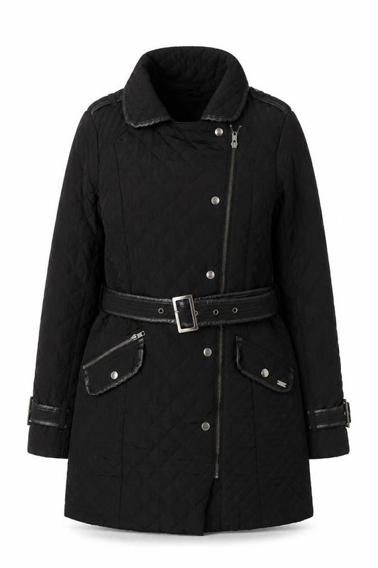 Womens UK Size 10 Matalan Black Quilted Coat