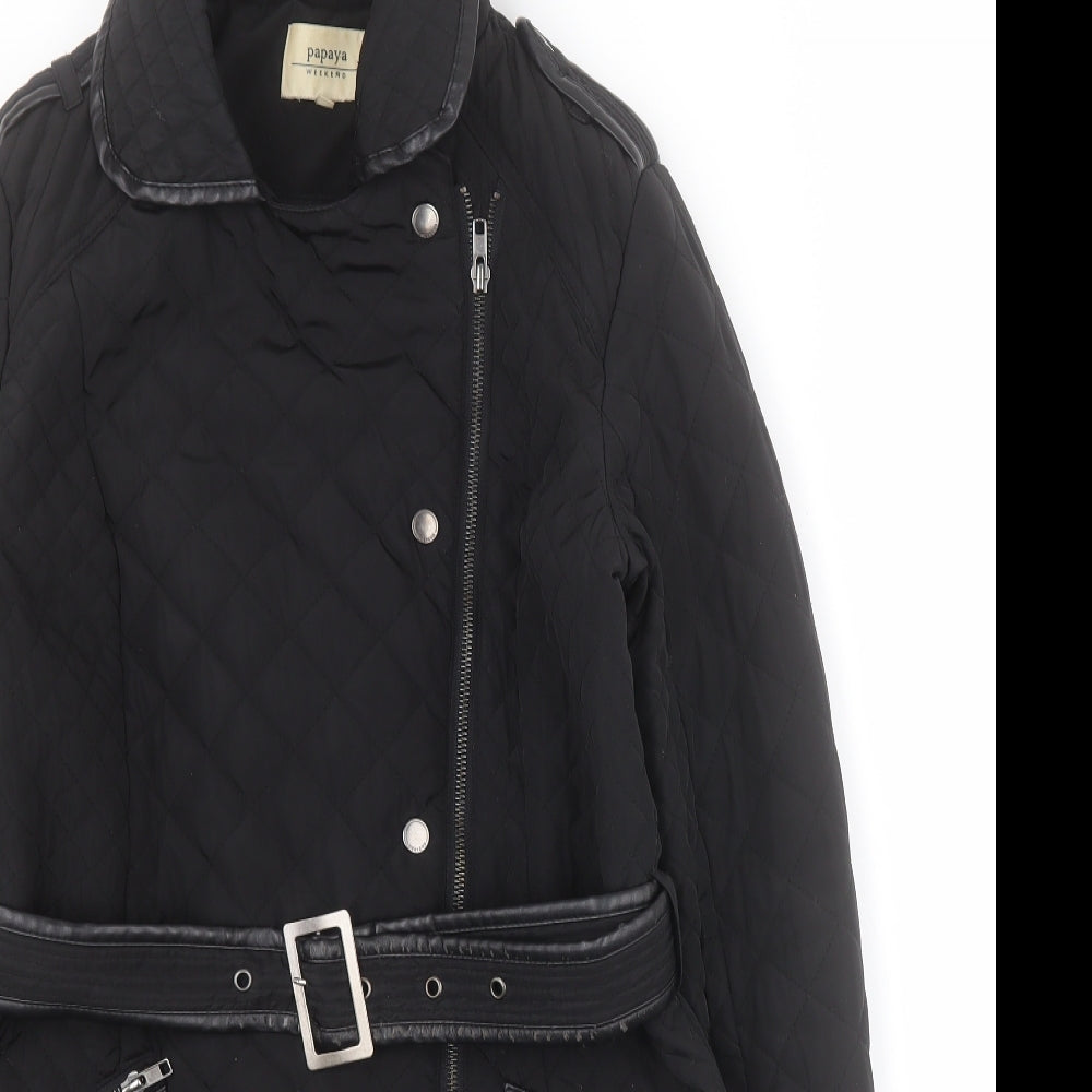 Womens UK Size 10 Matalan Black Quilted Coat