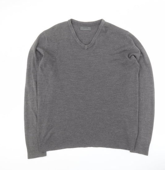 Burton Mens Grey V-Neck  Acrylic Pullover Jumper Size L
