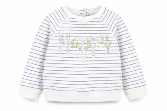 Mothercare Baby White Striped Cotton Pullover Jumper Size 12-18 Months  Button