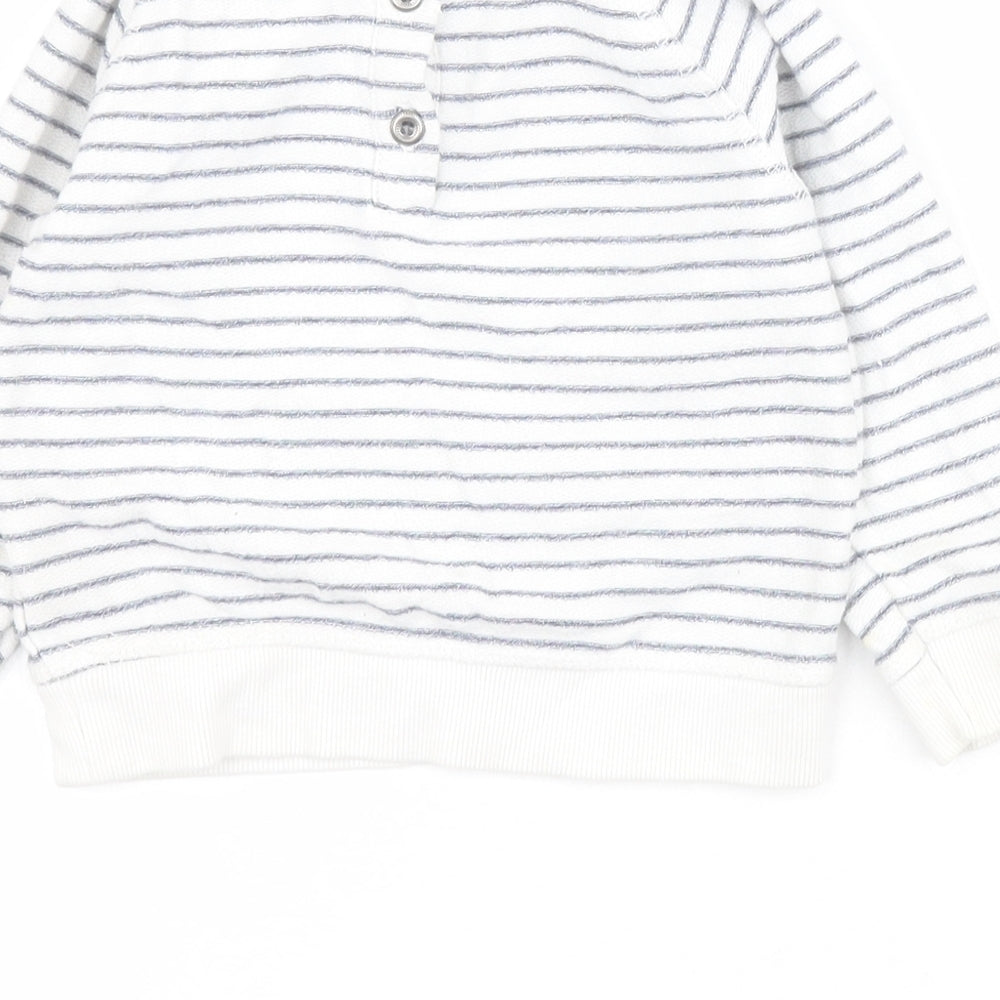 Mothercare Baby White Striped Cotton Pullover Jumper Size 12-18 Months  Button