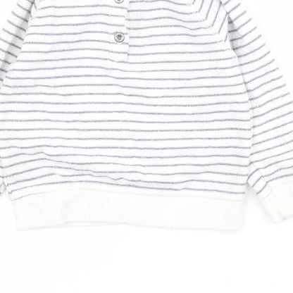 Mothercare Baby White Striped Cotton Pullover Jumper Size 12-18 Months  Button