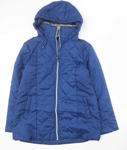 Womens UK Size 8 Anne De Lancay Blue Quilted Coat