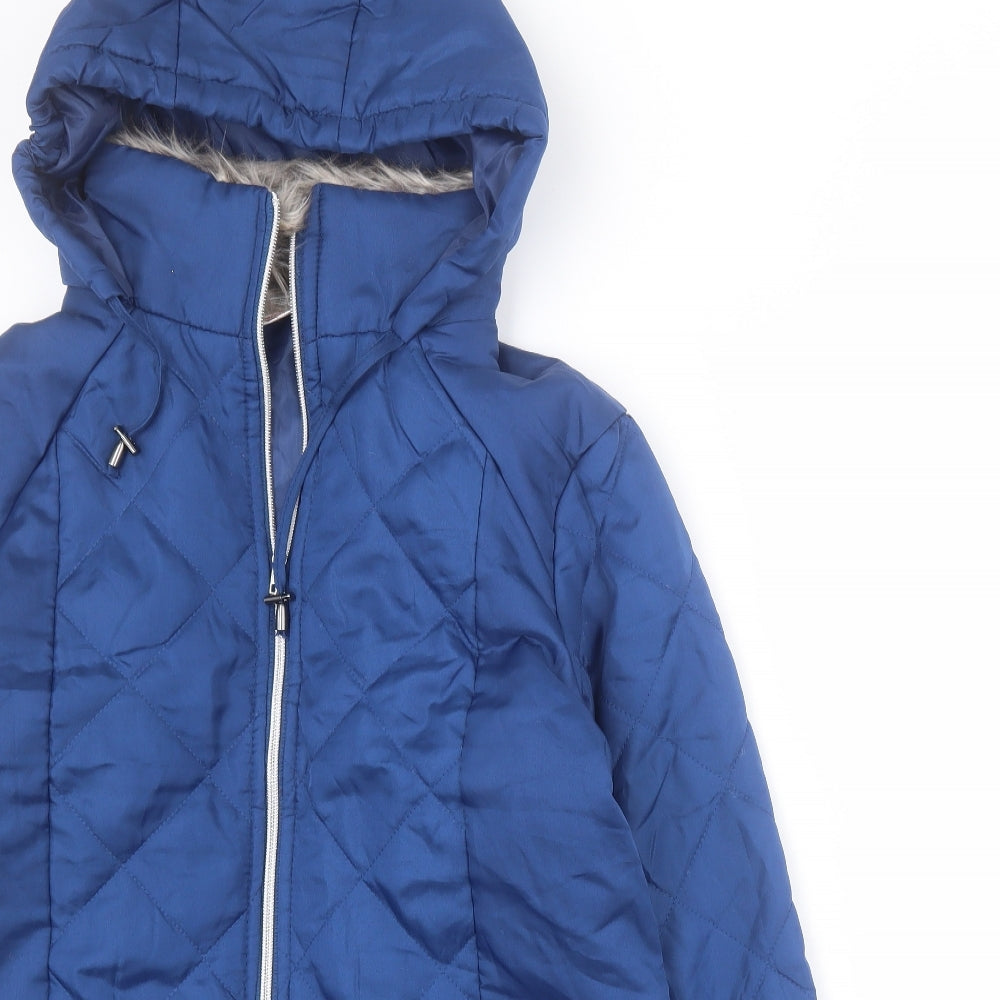 Womens UK Size 8 Anne De Lancay Blue Quilted Coat
