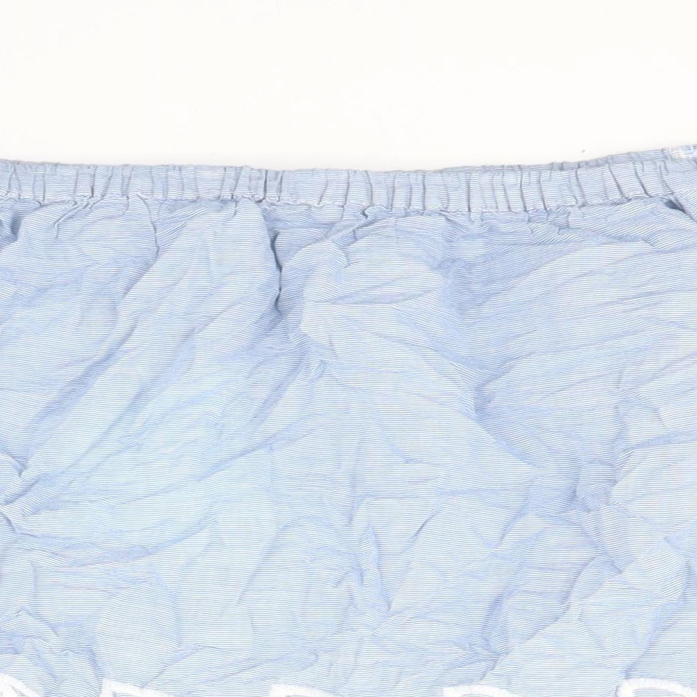 F&F Womens Blue Striped 100% Cotton Basic Blouse Size 8 Off the Shoulder