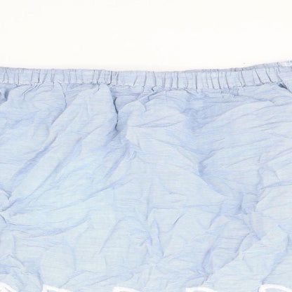 F&F Womens Blue Striped 100% Cotton Basic Blouse Size 8 Off the Shoulder