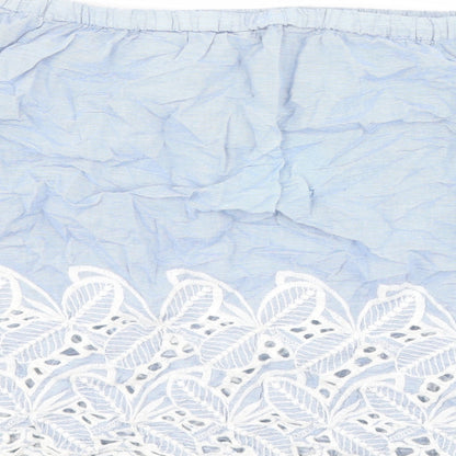 F&F Womens Blue Striped 100% Cotton Basic Blouse Size 8 Off the Shoulder