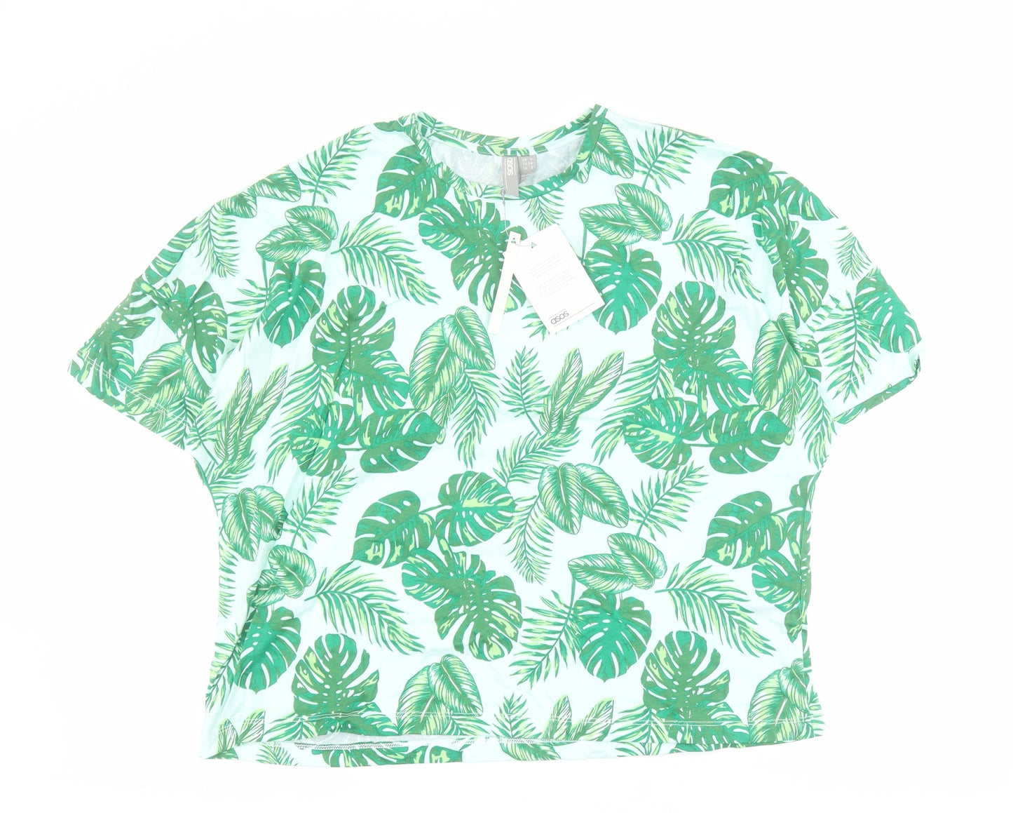 Womens UK Size 6 ASOS Green Cropped T-Shirt