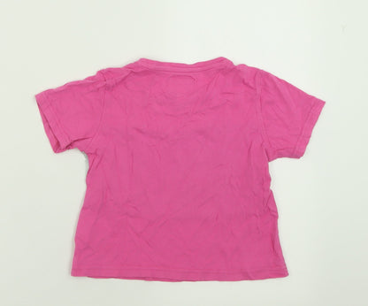 Threadgirls Girls Pink  Cotton Cropped T-Shirt Size 7-8 Years Crew Neck Pullover - Power