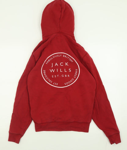 Mens UK Size XS Jack Wills Red Full Zip Hoodie