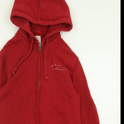 Mens UK Size XS Jack Wills Red Full Zip Hoodie