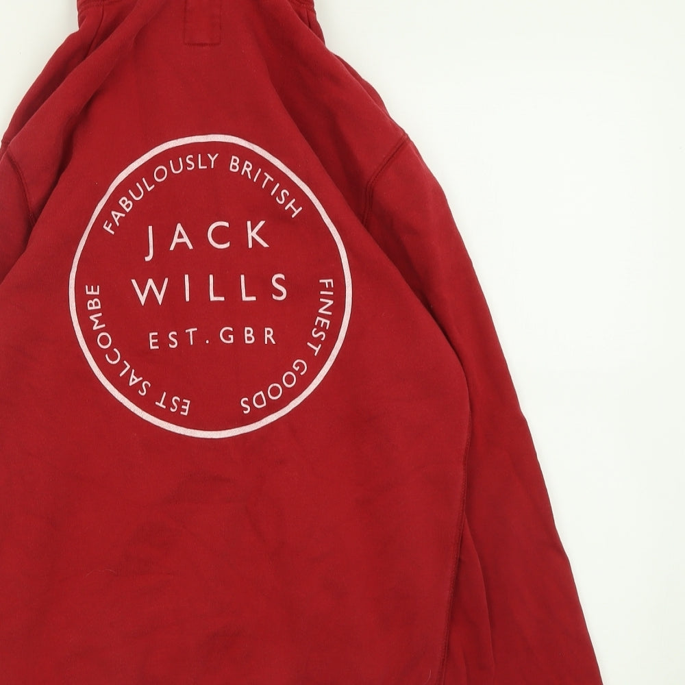 Mens UK Size XS Jack Wills Red Full Zip Hoodie