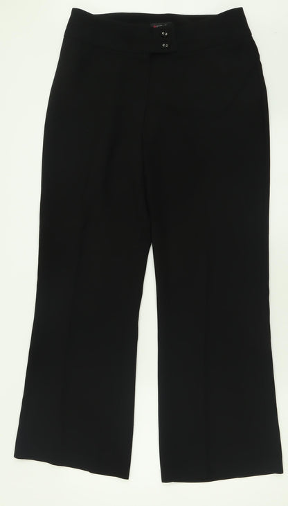 BM collection Womens Black  Polyester Trousers  Size 12 L29 in Regular Button
