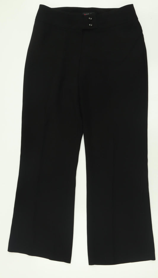 BM collection Womens Black  Polyester Trousers  Size 12 L29 in Regular Button