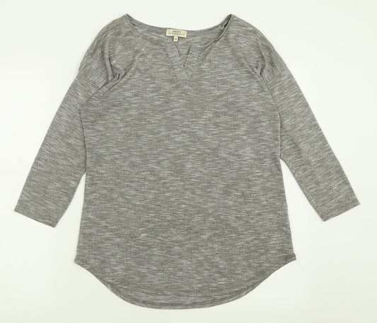 Papaya Womens Grey  Polyester Basic T-Shirt Size 12 V-Neck