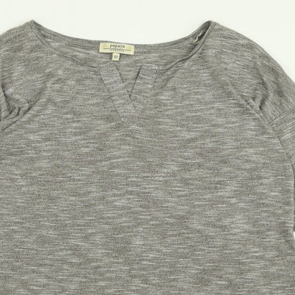 Papaya Womens Grey  Polyester Basic T-Shirt Size 12 V-Neck