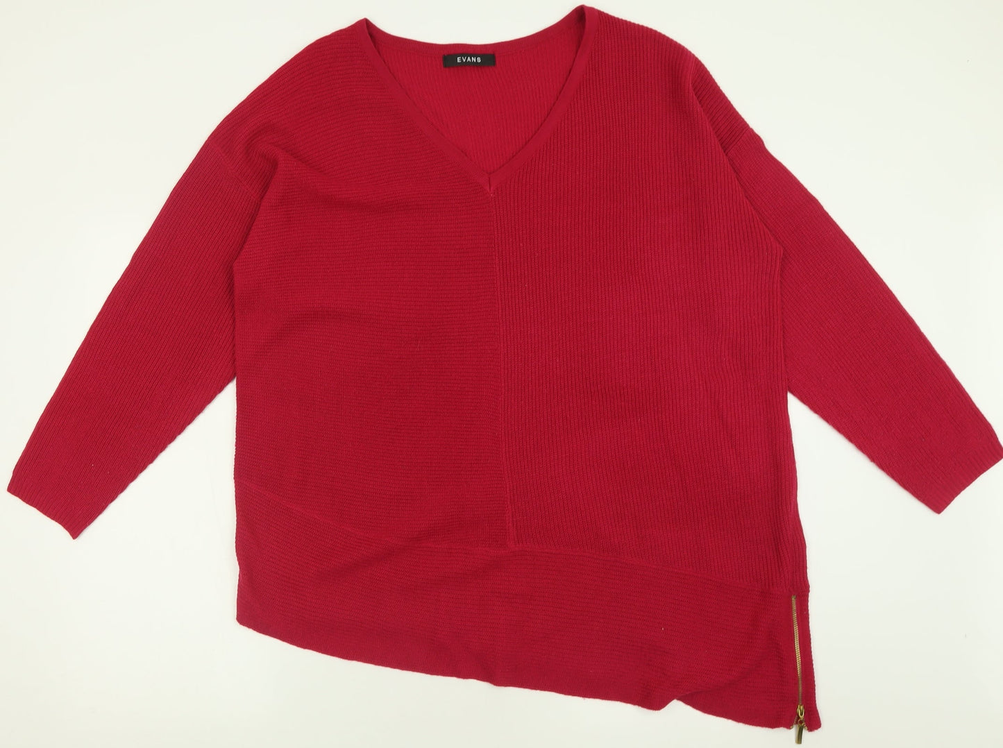 Evans Womens Pink V-Neck  Acrylic Pullover Jumper Size 22