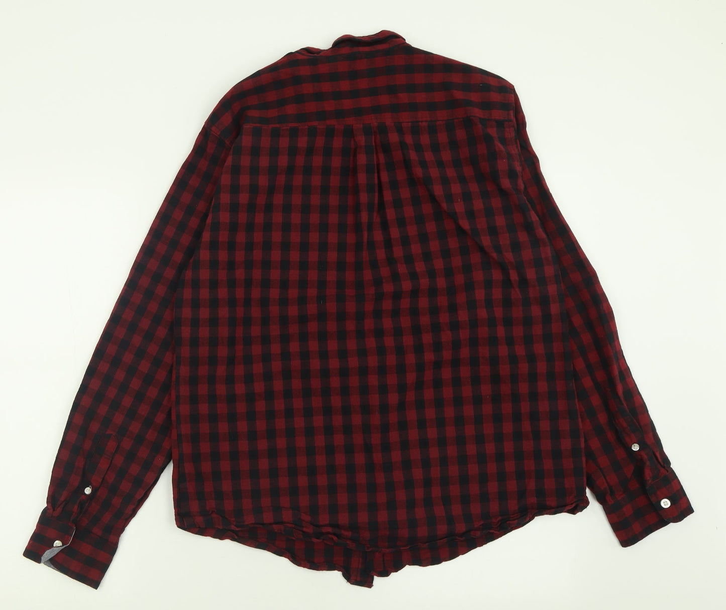 Springfield Mens Red Plaid Cotton  Button-Up Size XL Collared Button