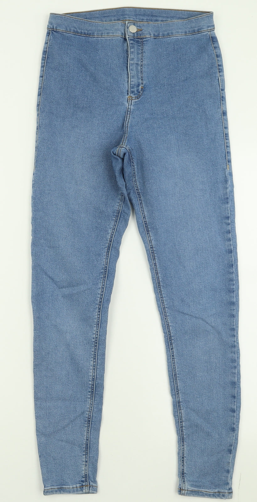 Topshop Womens Blue  Cotton Skinny Jeans Size 30 L32 in Regular Button