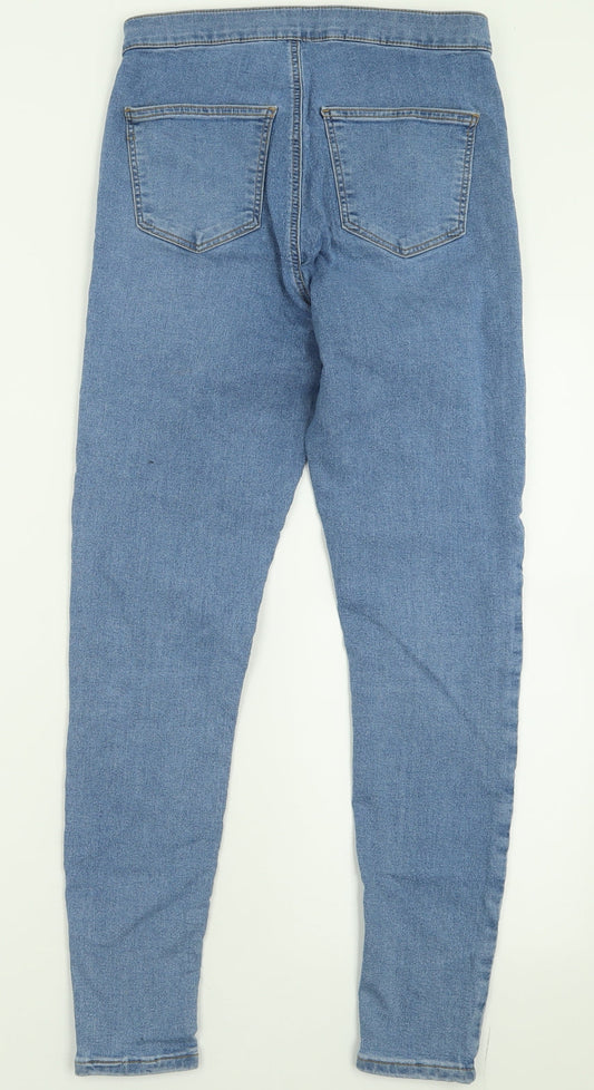 Topshop Womens Blue  Cotton Skinny Jeans Size 30 L32 in Regular Button