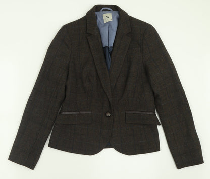 TU Womens Brown Check  Jacket Blazer Size 10  Button