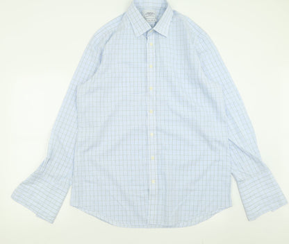 Mens UK Size 17 Charles Tyrwhitt Blue  Button-Up Long Sleeve Casual Shirt