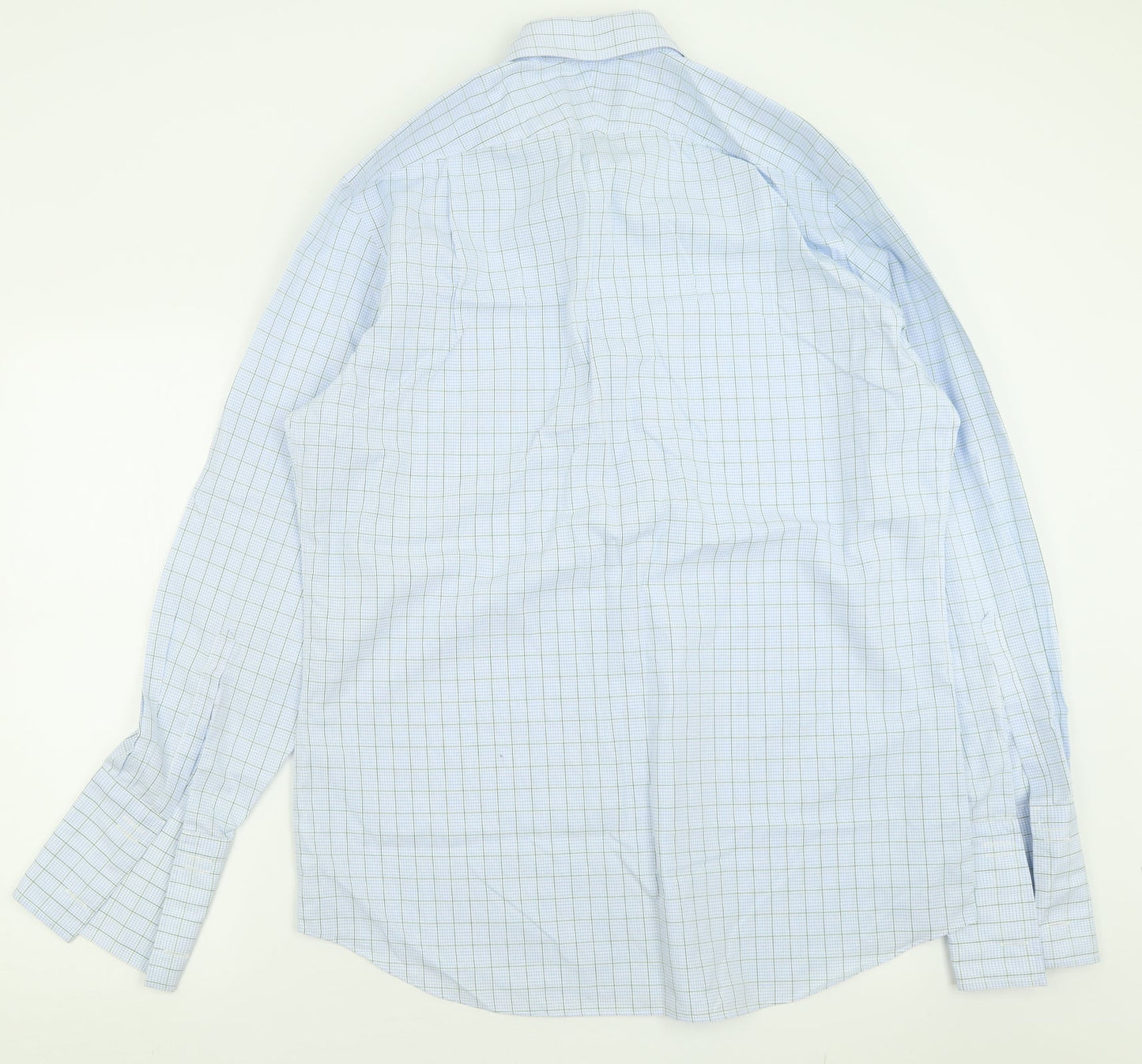 Mens UK Size 17 Charles Tyrwhitt Blue  Button-Up Long Sleeve Casual Shirt