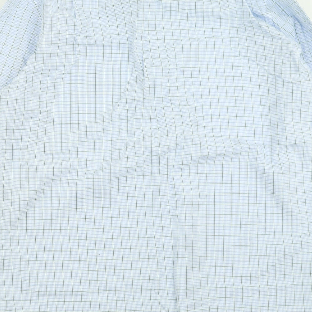 Mens UK Size 17 Charles Tyrwhitt Blue  Button-Up Long Sleeve Casual Shirt